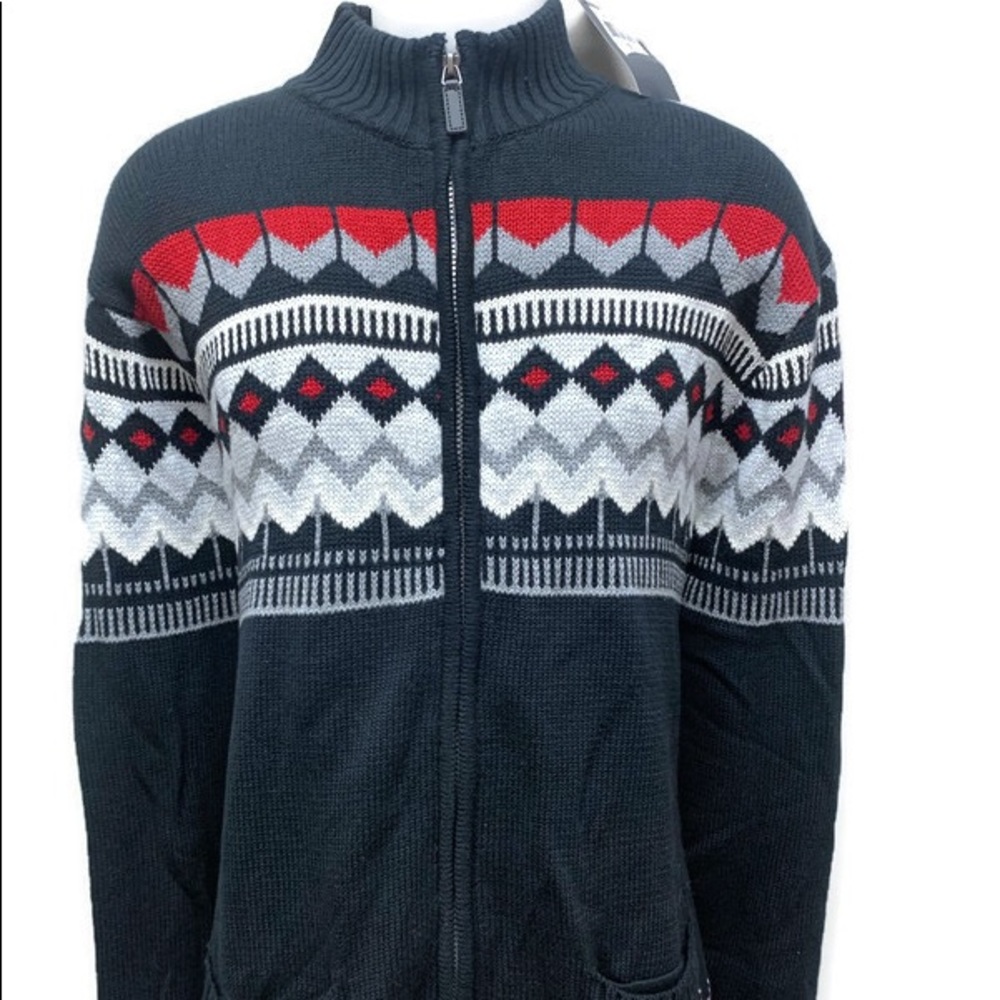 Chaps Ralph Lauren Zip Front Fair Isle Sweater Ski